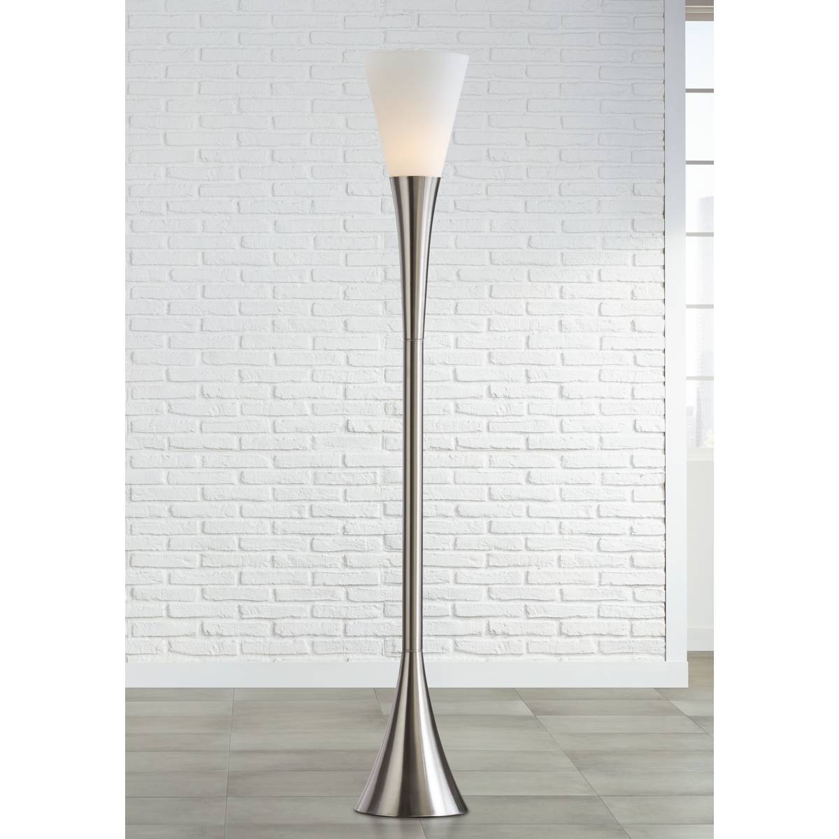 Brushed Nickel Torchiere Floor Lamps Plus