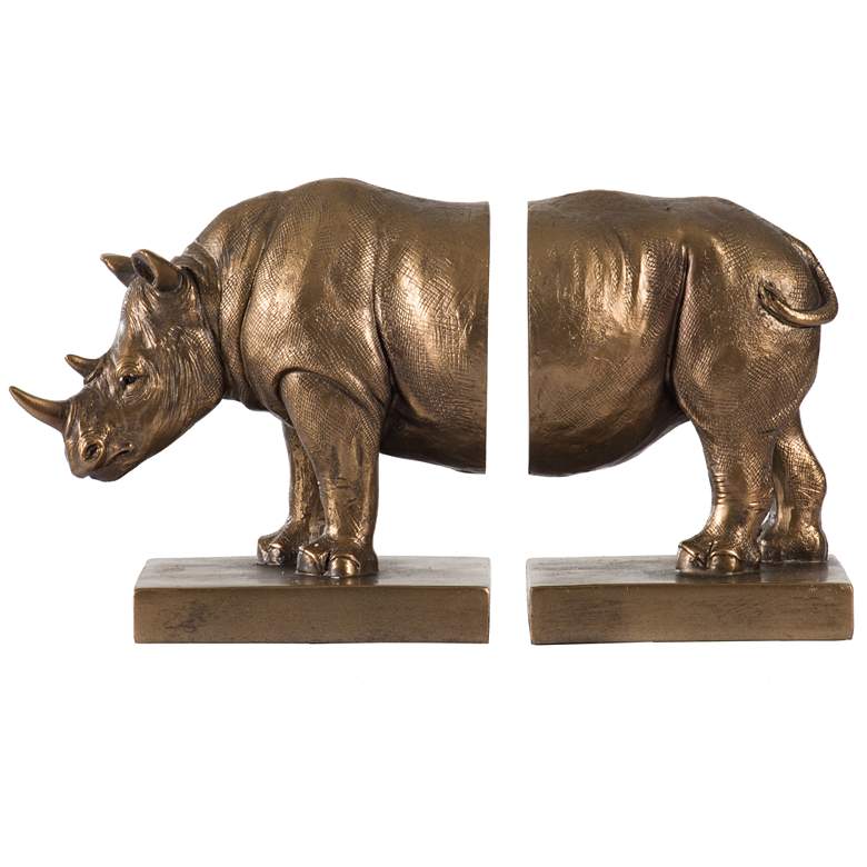Image 1 6.1" High Copper Rhinoceroses Bookend - Set of 2