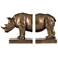 6.1" High Copper Rhinoceroses Bookend - Set of 2
