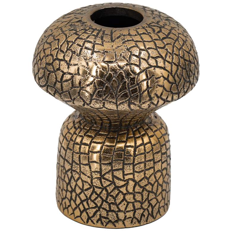 Image 1 6.5 inch Crocodile Textured Antique Gold Flower Vase