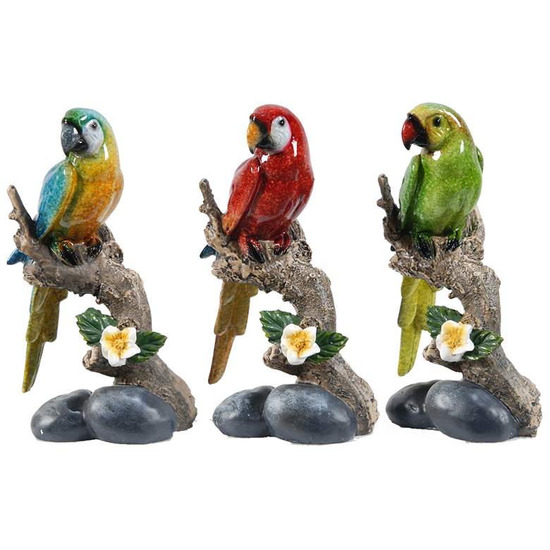 Image 1 6.8" Brown Macaw on Branch - Set of 3