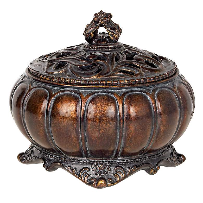 Image 1 6 1/4 inch Round Decorative Box in a Bronze Finish