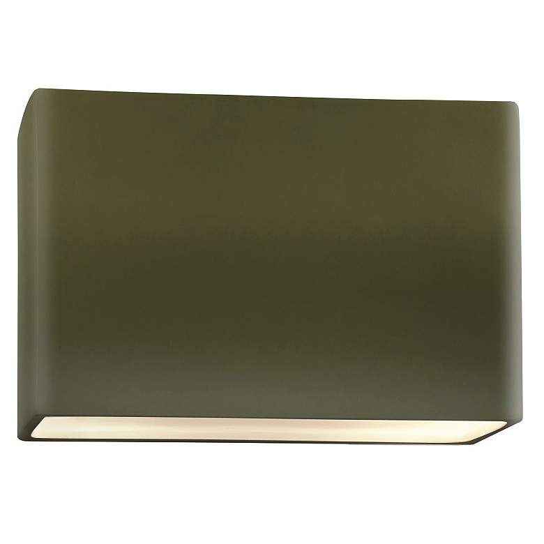 Image 1 6" Closed Top Matte Green Small Horizontal Rectangle ADA Outdoor Sconc