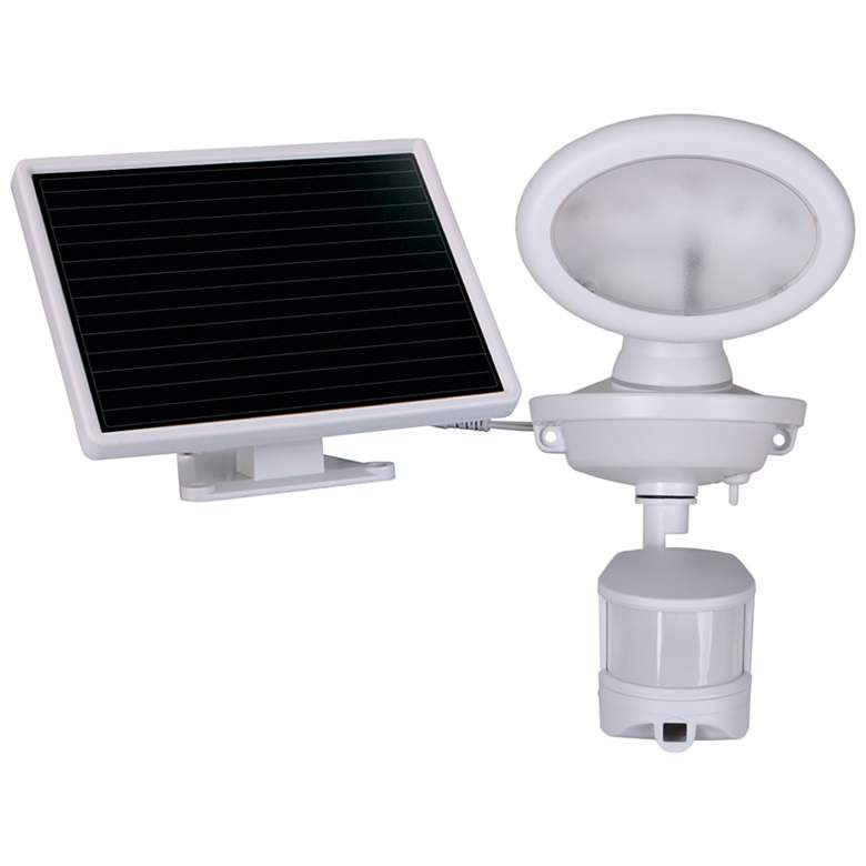 Image 1 6" High White Solar LED Security Video Camera and Spotlight