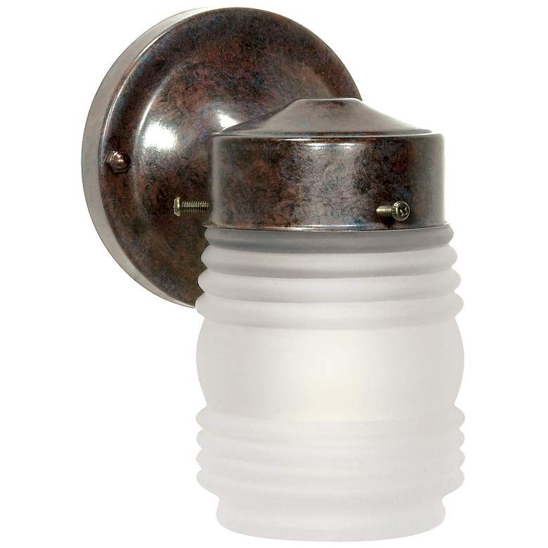 Image 1 6" Old Bronze 1 Light Outdoor Mason Jar with Frosted Glass