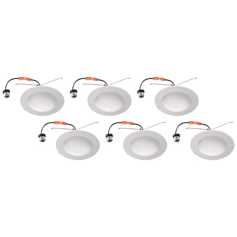 Image 1 6" White Dome Retrofit 15 Watt LED Recessed Downlight 6-Pack