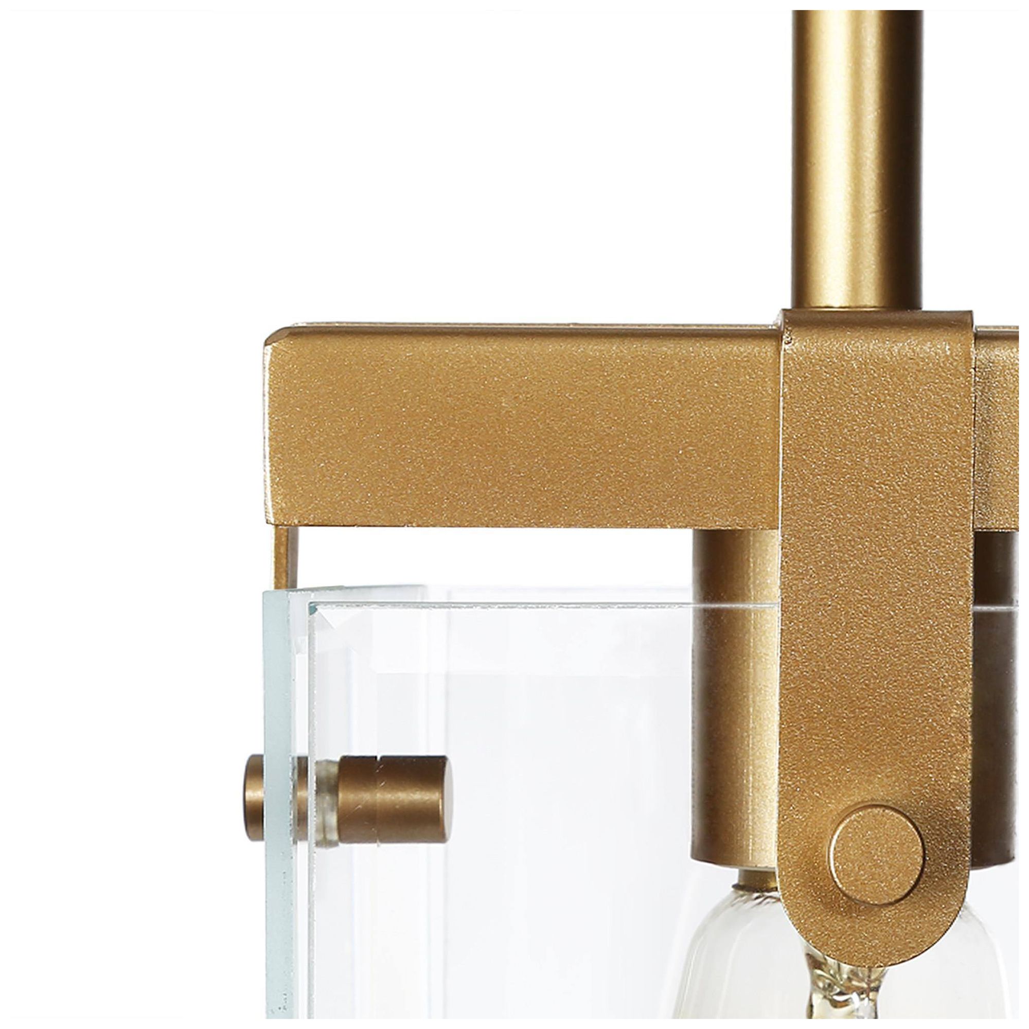 Image 6 6" Wide Brass Rectangle Clear Glass Pendant more views