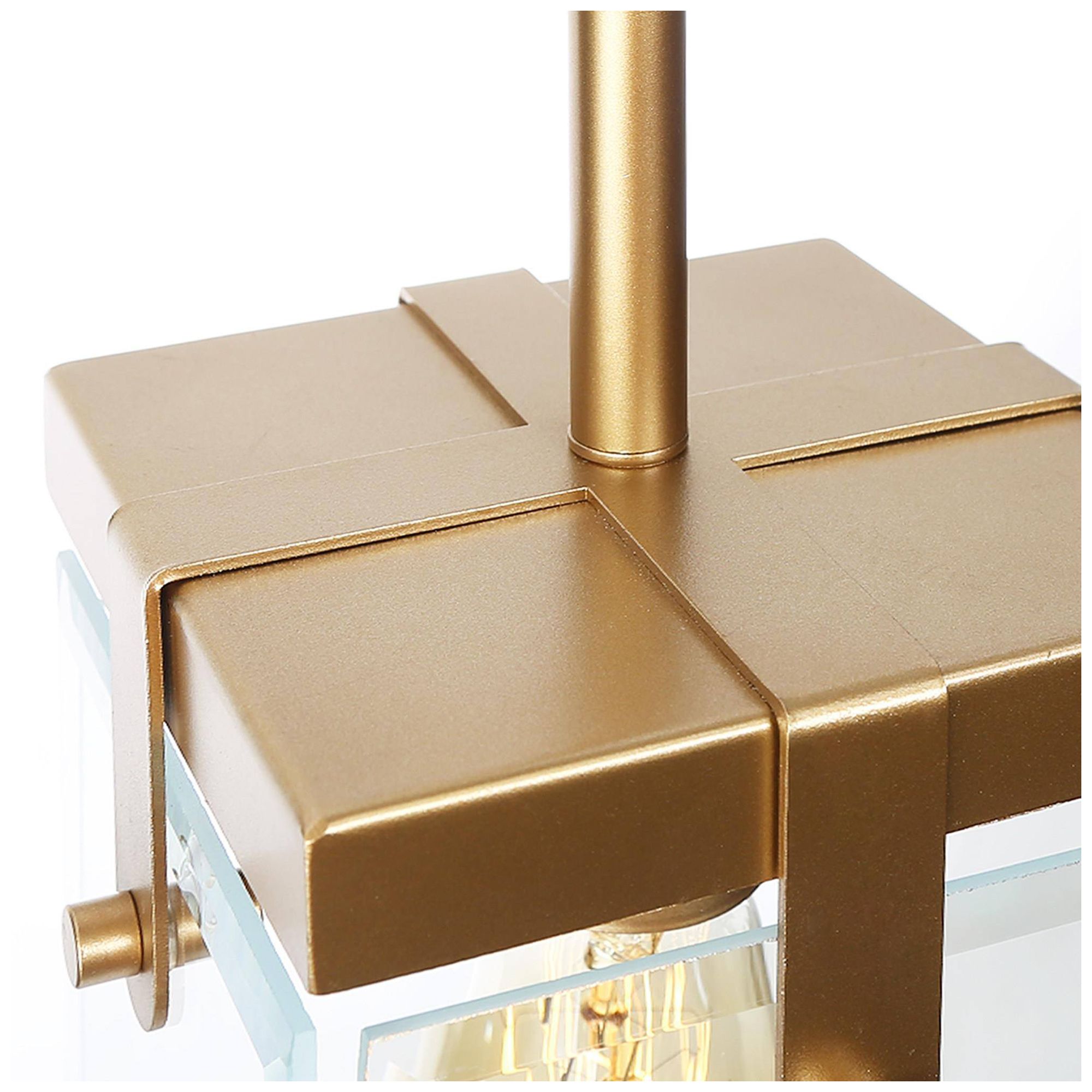 Image 7 6" Wide Brass Rectangle Clear Glass Pendant more views