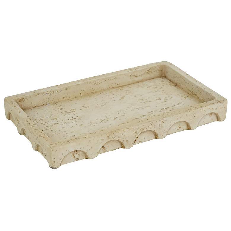 Image 1 6" Wide Cream Cement Tray with Wave Motif