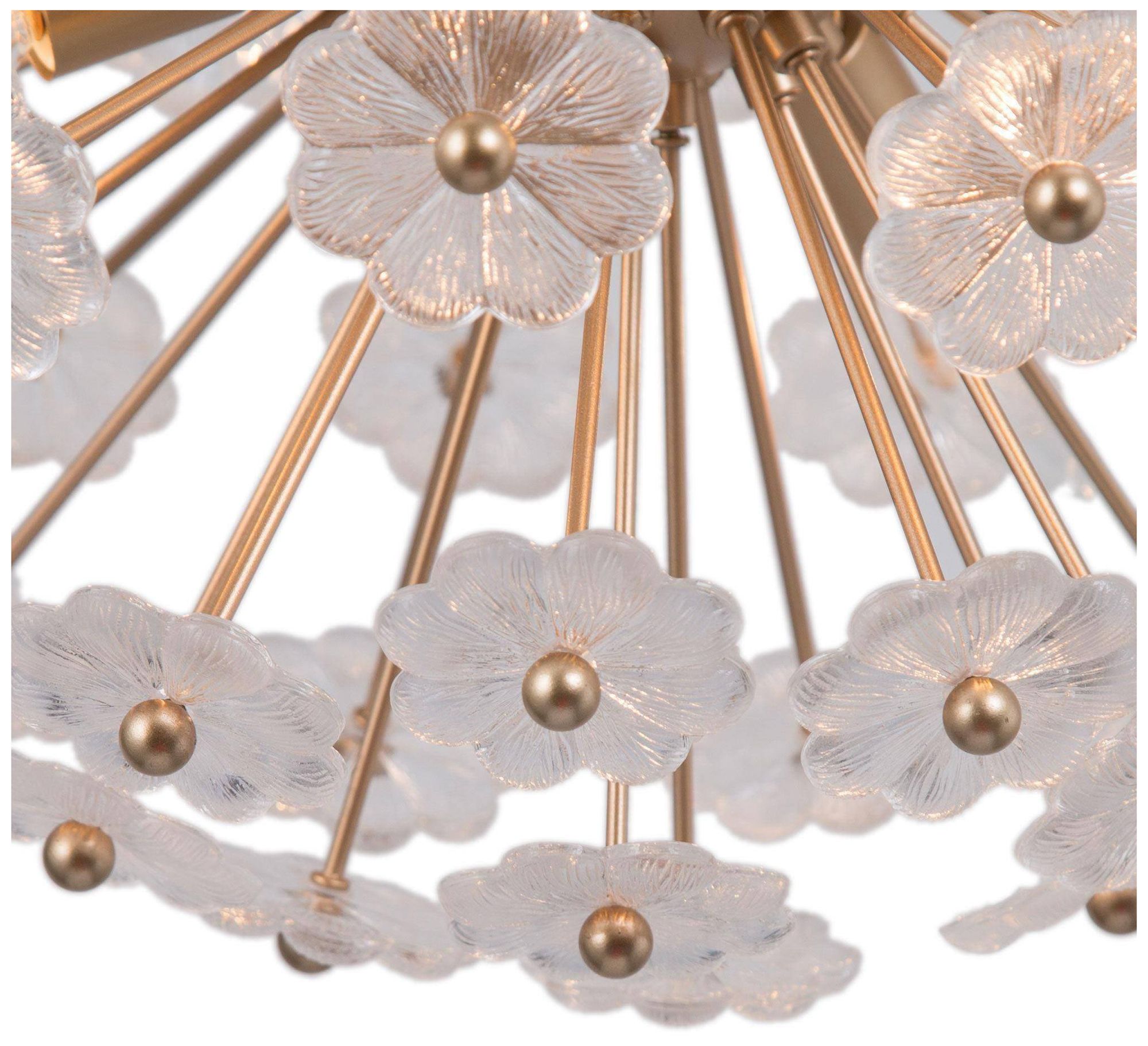 Image 2 6-Light 15.7"W Flower Metallic Gold Chandeliers more views