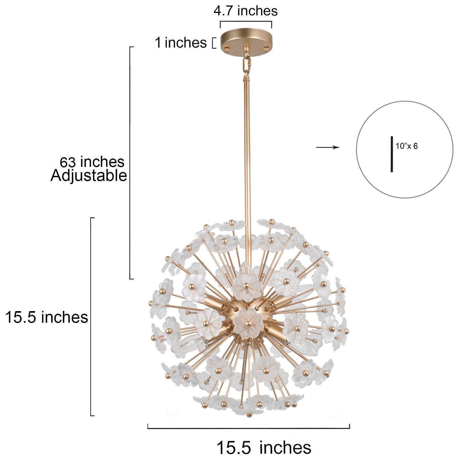 Image 4 6-Light 15.7"W Flower Metallic Gold Chandeliers more views
