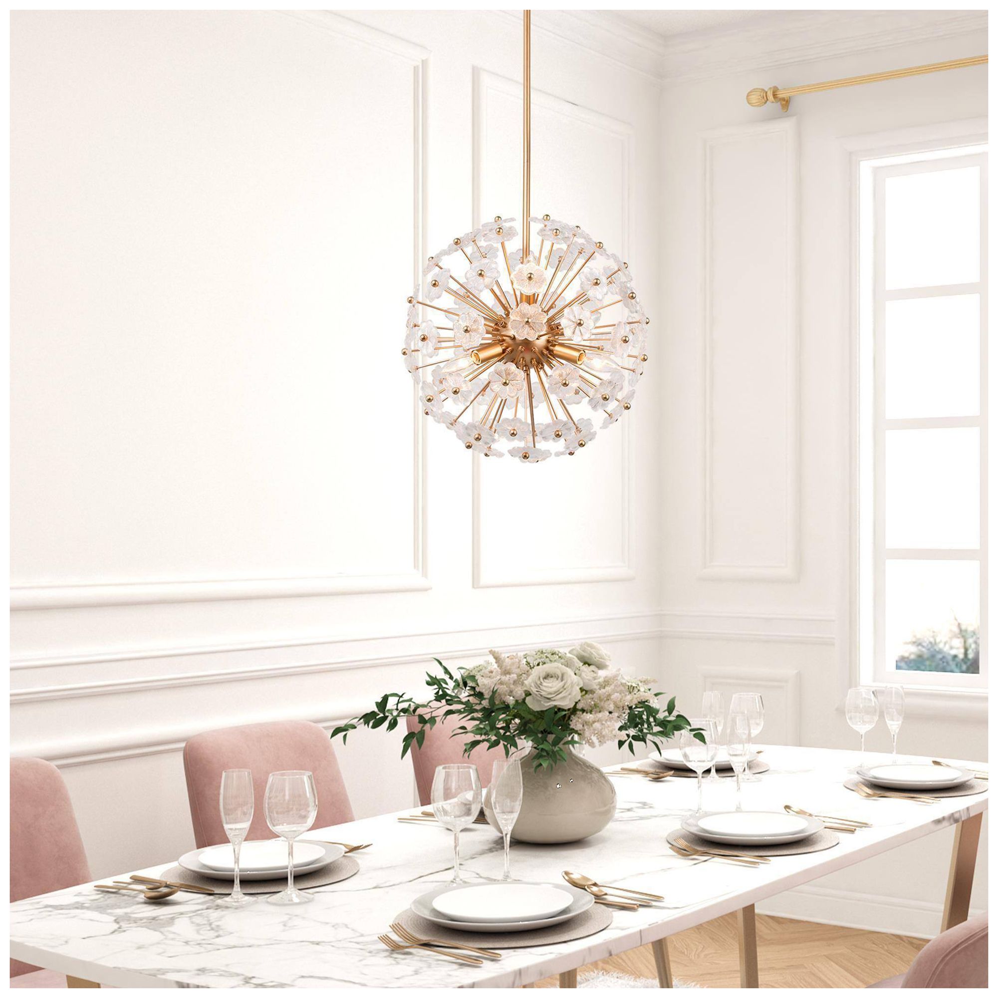 Image 6 6-Light 15.7"W Flower Metallic Gold Chandeliers more views