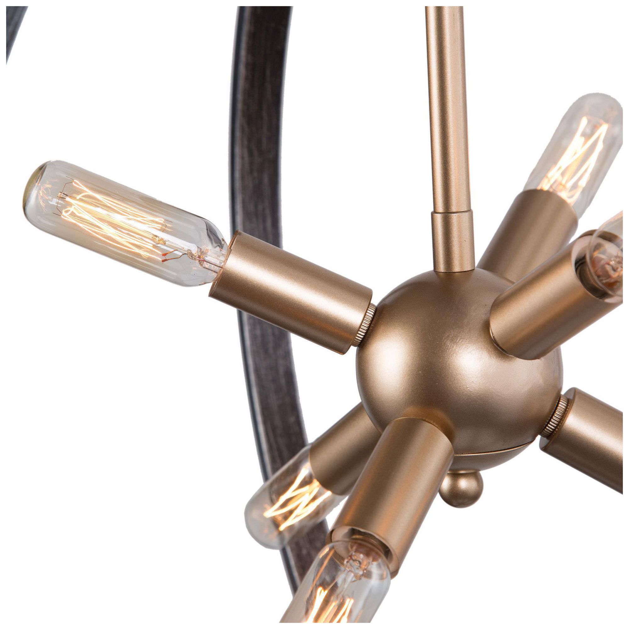 Image 3 6-Light 18.1"W Globe Brushed Silver on Black and Dark Gold  Chandeliers more views