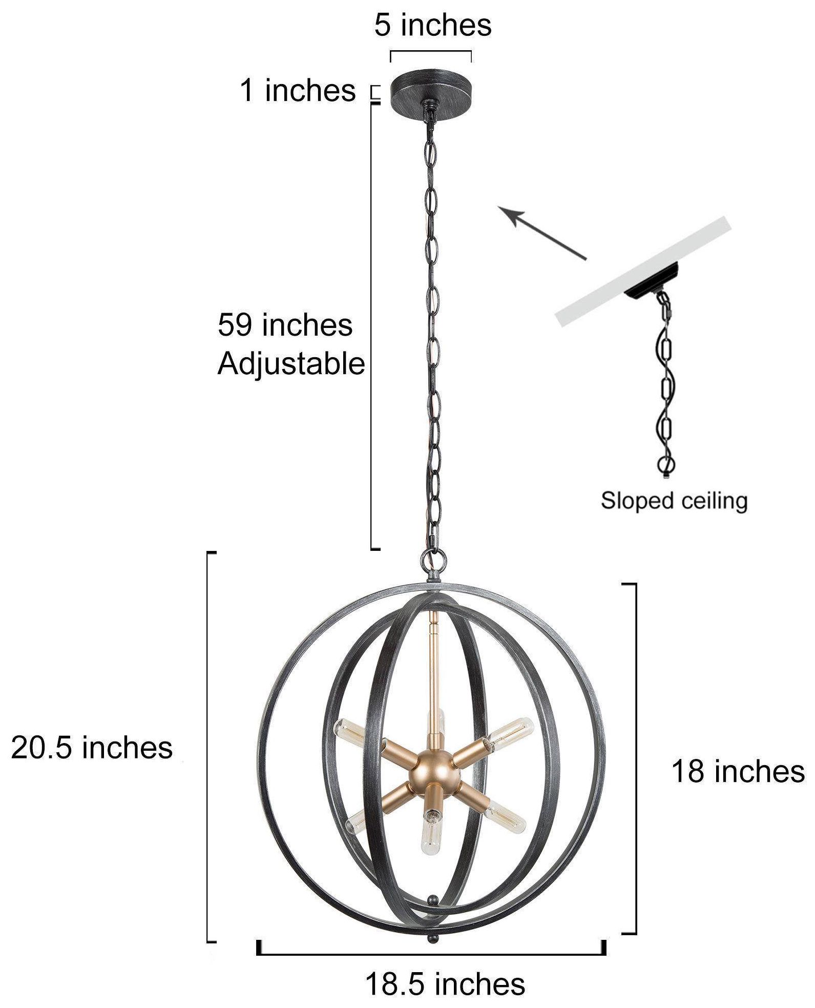 Image 4 6-Light 18.1"W Globe Brushed Silver on Black and Dark Gold  Chandeliers more views
