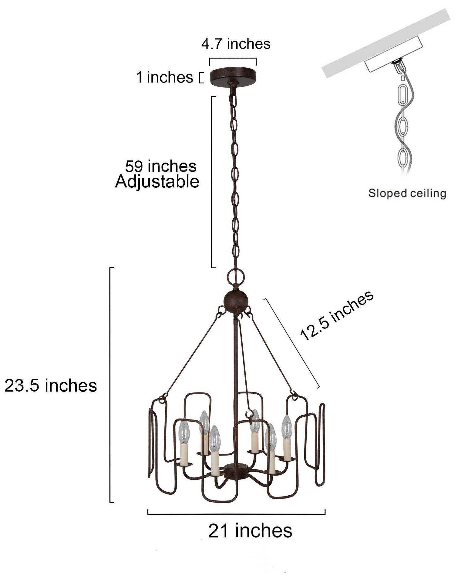 Image 5 6-Light 20.9"W Drum Rust Bronze Chandeliers more views