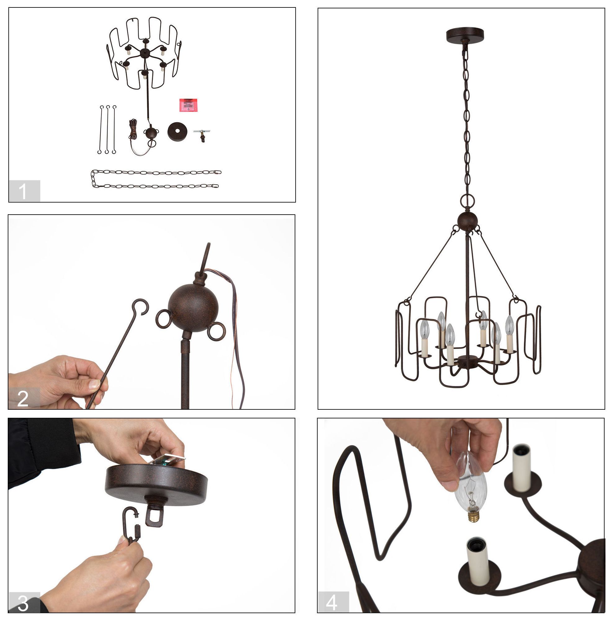 Image 6 6-Light 20.9"W Drum Rust Bronze Chandeliers more views