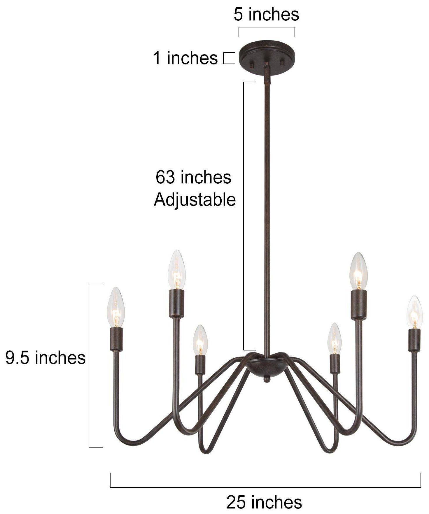 6-Light 24.8"W Classic Rust Bronze Chandeliers