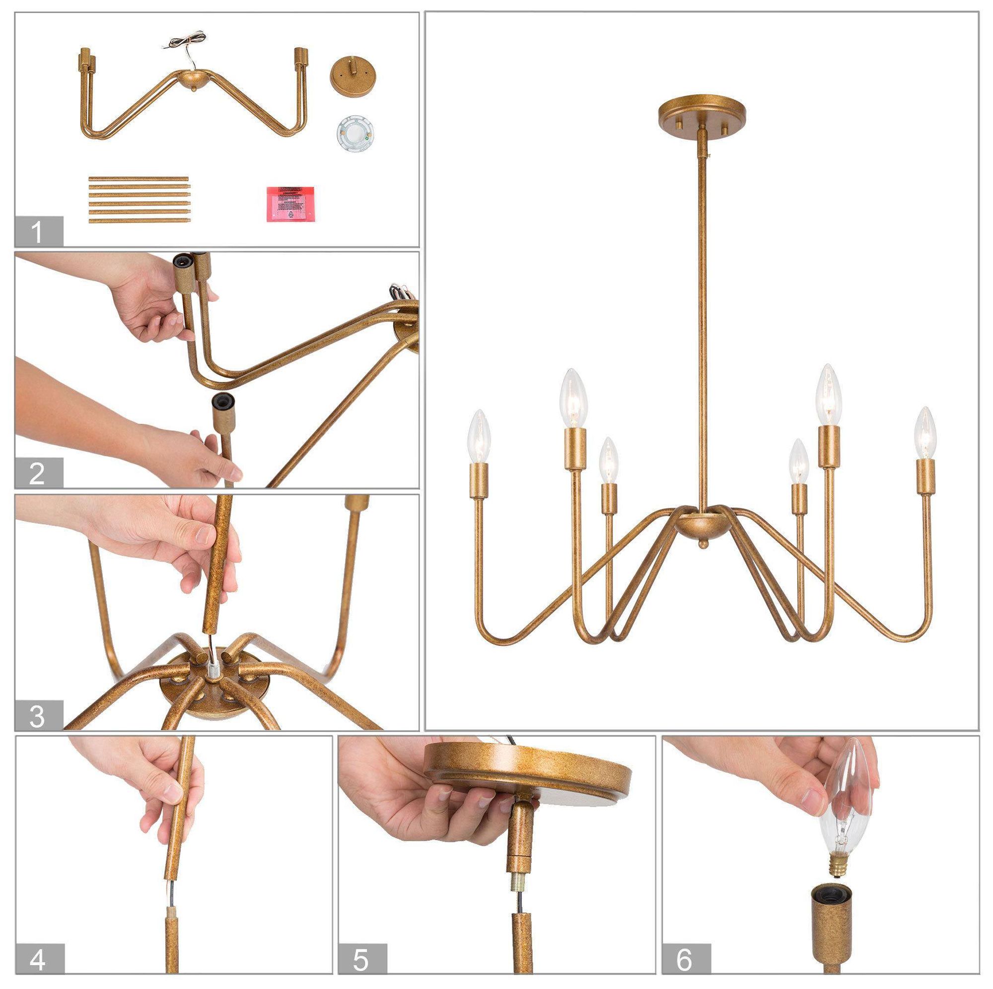 Image 5 6-Light 24"W Classic Antique Gold Chandeliers more views