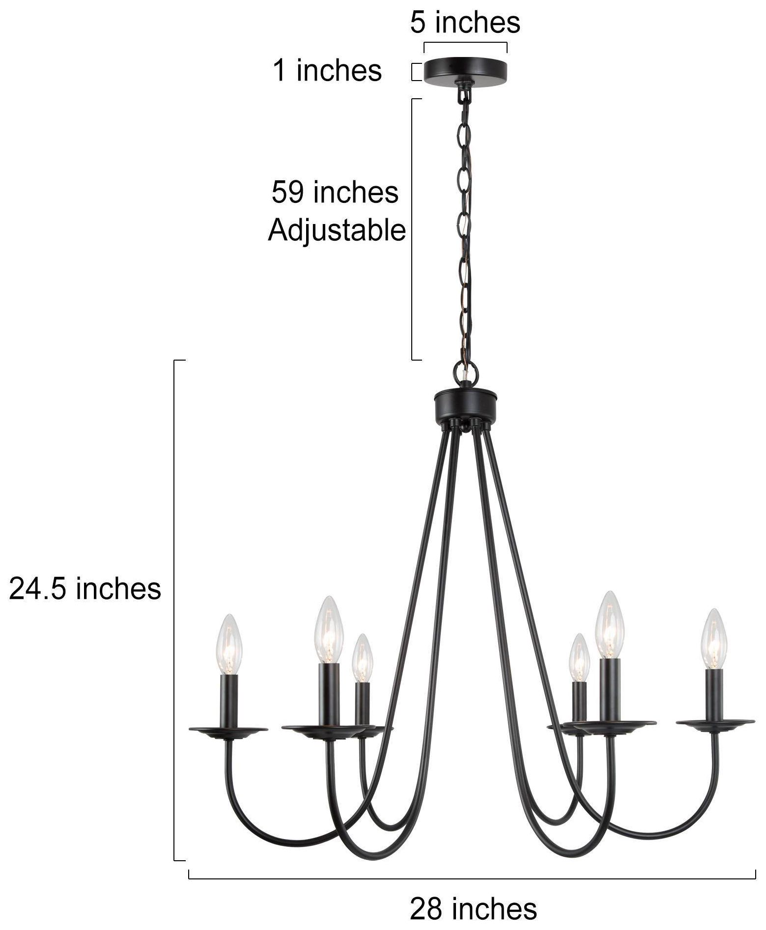 6-Light 26.8"W Classic Matt Black Chandeliers