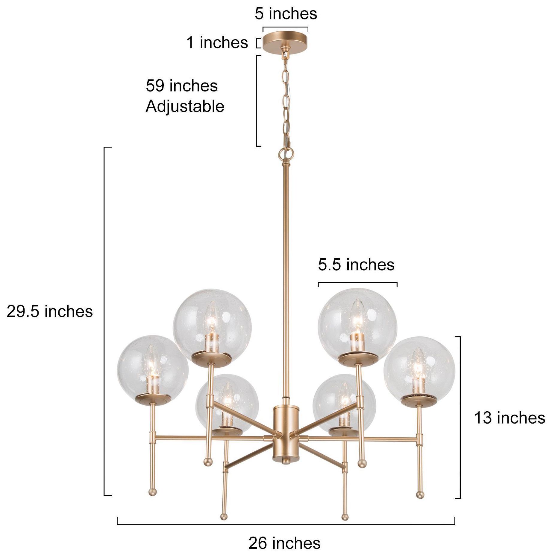 Image 4 6-Light 26"W Branch Metallic Gold Chandeliers more views