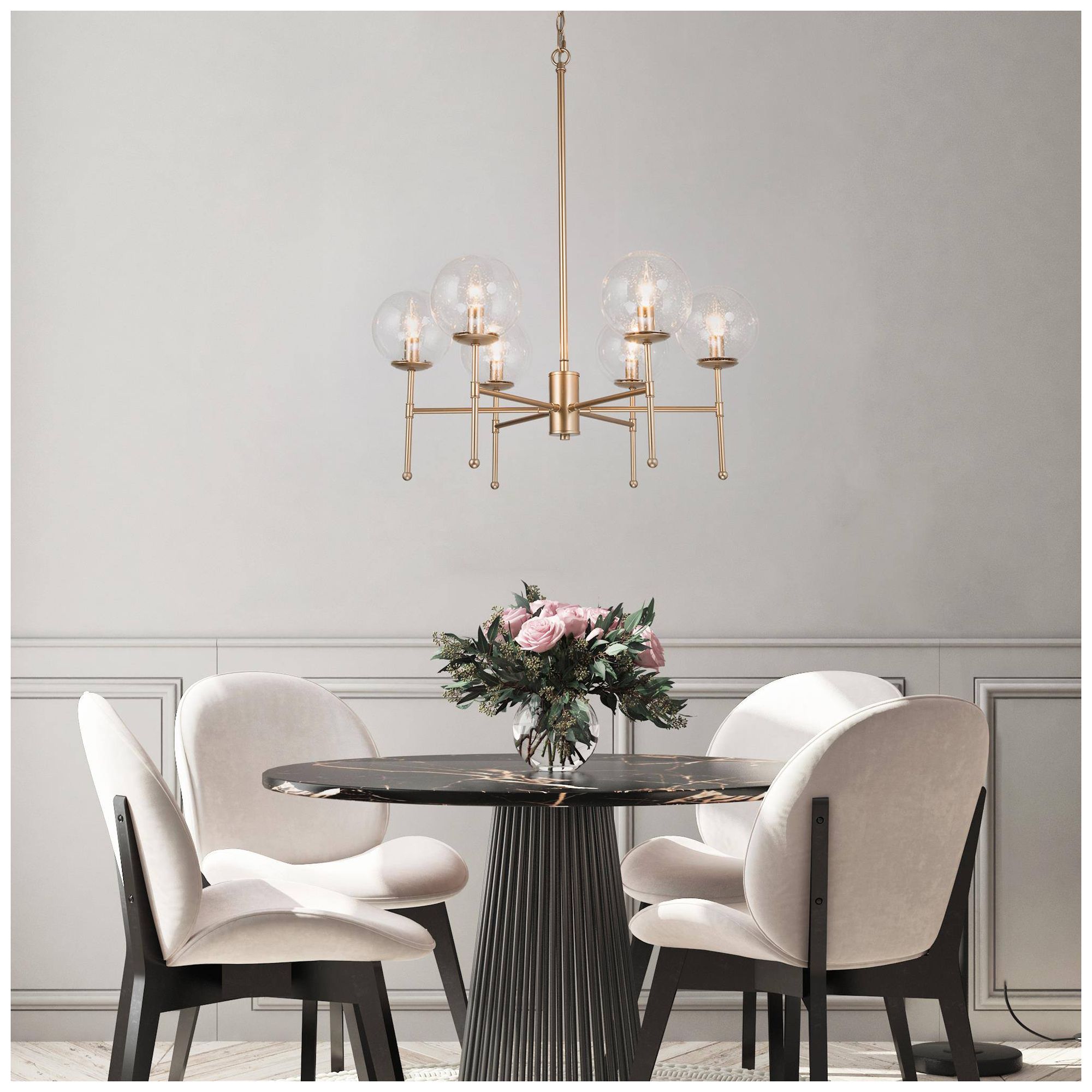 Image 5 6-Light 26"W Branch Metallic Gold Chandeliers more views