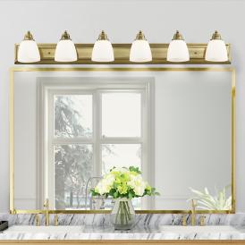 6 Light Antique Brass Bath Vanity 6 Light Antique Brass Bath Vanity