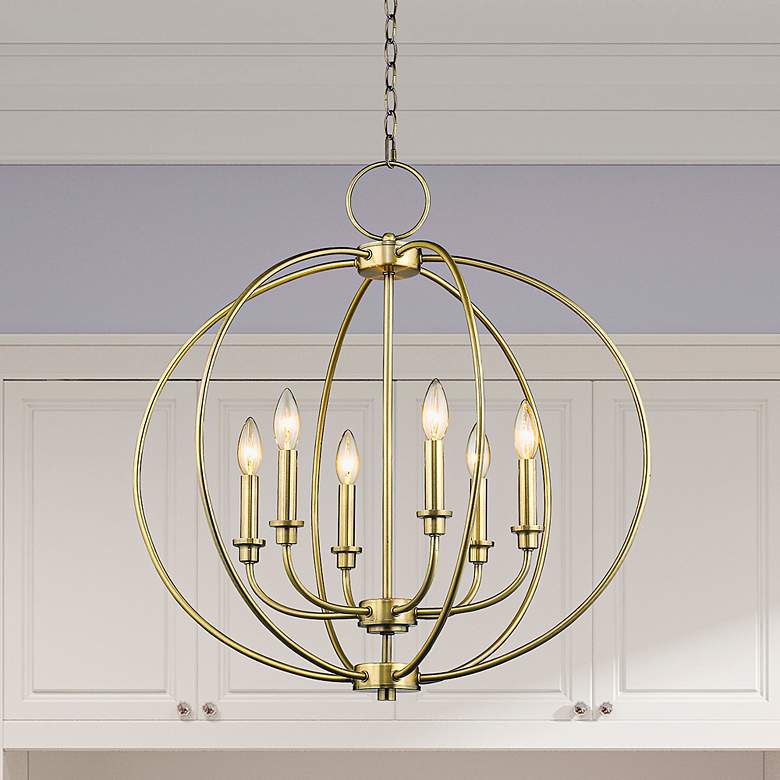 Image 1 6 Light Antique Brass Chandelier