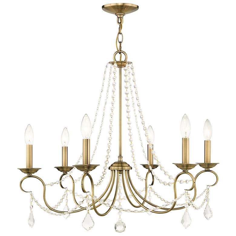 Image 1 6 Light Antique Brass Chandelier