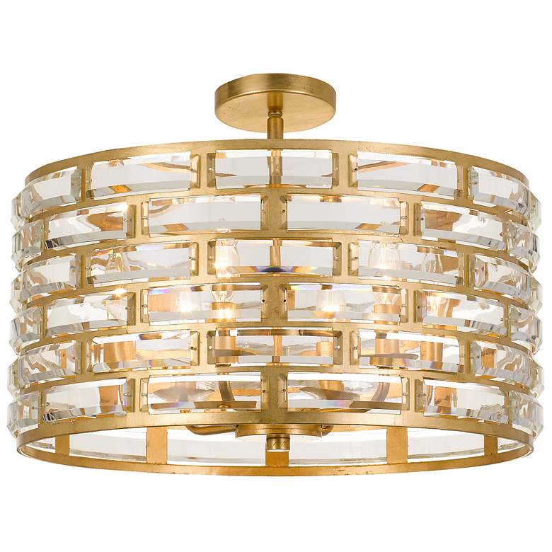 Image 1 6 Light Antique Gold Semi-Flush