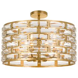 6 Light Antique Gold Semi-Flush