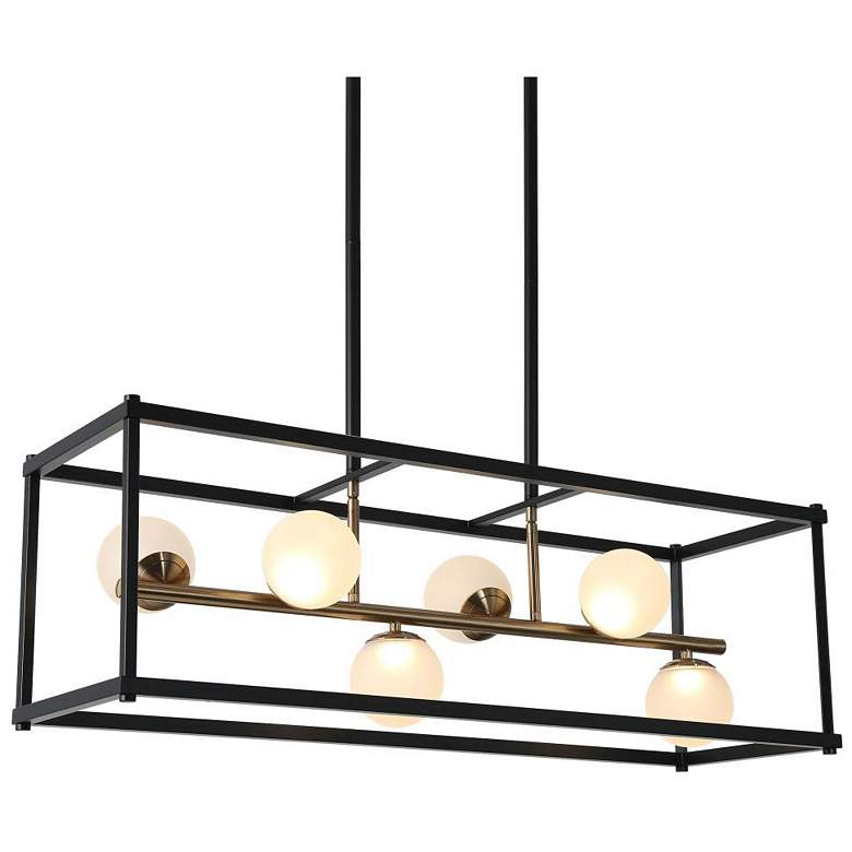 Image 1 6-Light Black and Brass Ball LED Island Lamp with Frosted Glass