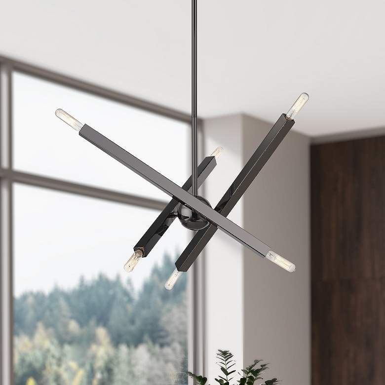Image 1 6 Light Black Chrome Chandelier