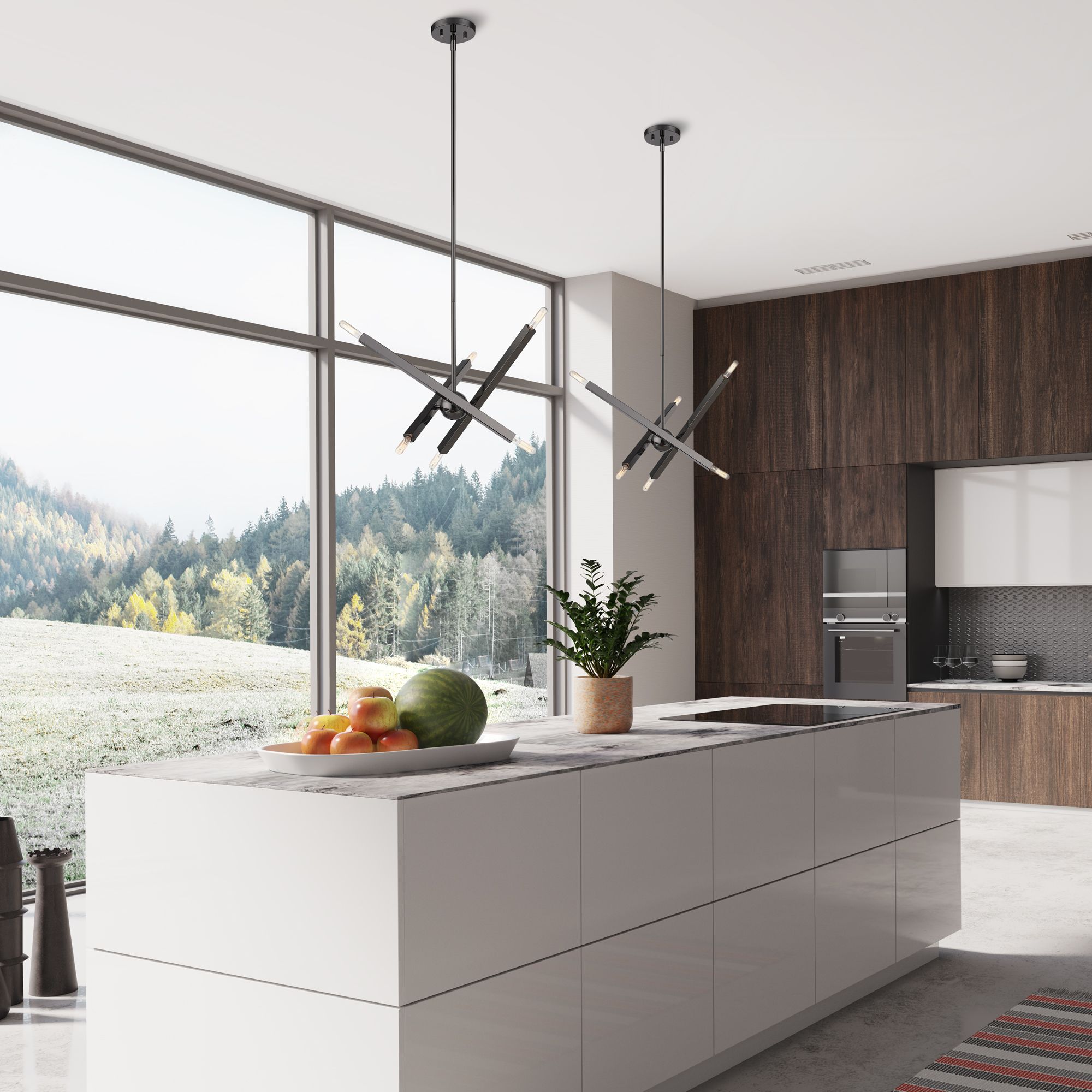 6 Light Black Chrome Chandelier