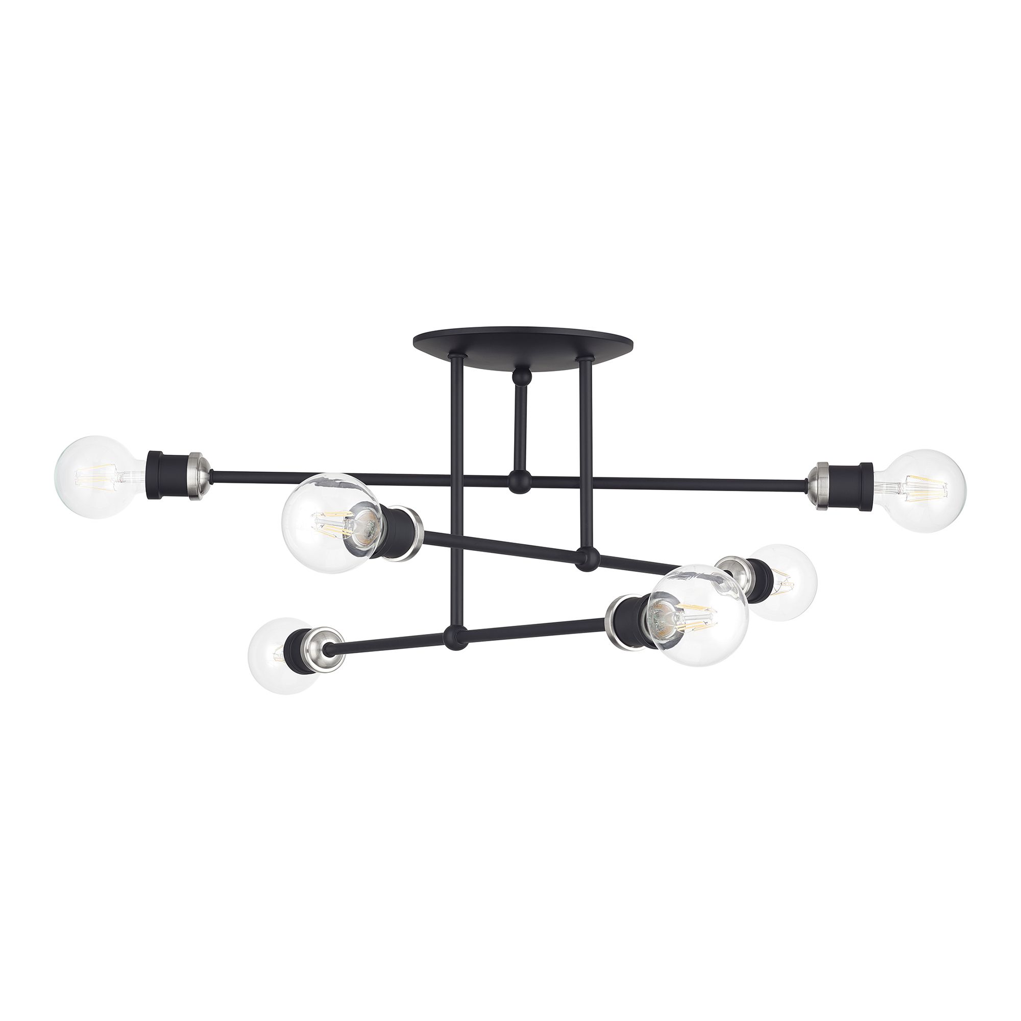 Image 3 6 Light Black Extra Large Semi-Flush with Brushed Nickel Accents more views
