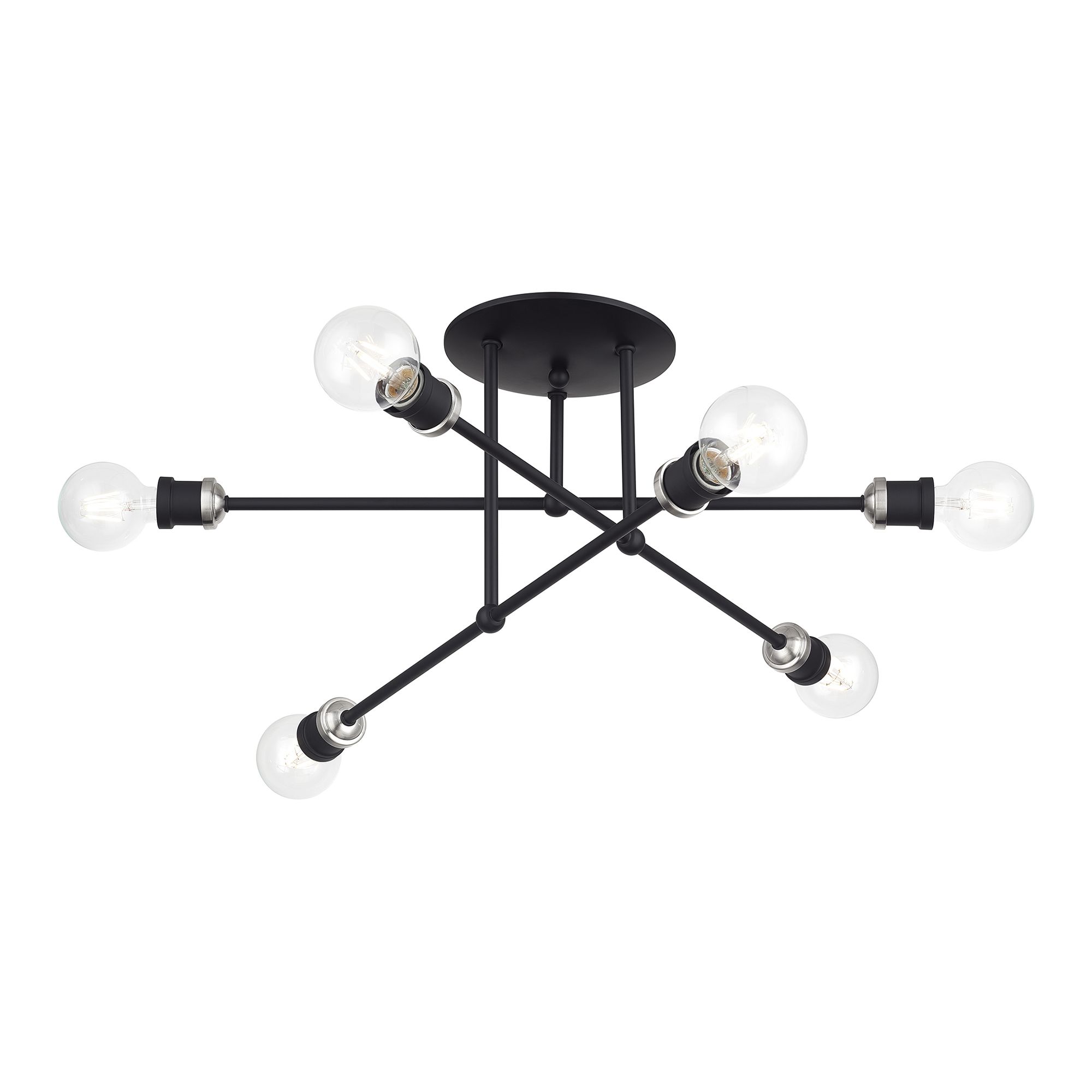 Image 4 6 Light Black Extra Large Semi-Flush with Brushed Nickel Accents more views