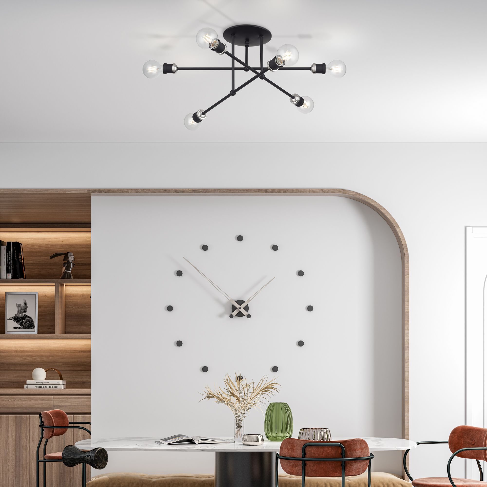 Image 6 6 Light Black Extra Large Semi-Flush with Brushed Nickel Accents more views