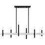 2_6 Light Black Large Linear Chandelier with Brushed Nickel Accents