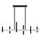 6 Light Black Large Linear Chandelier with Brushed Nickel Accents