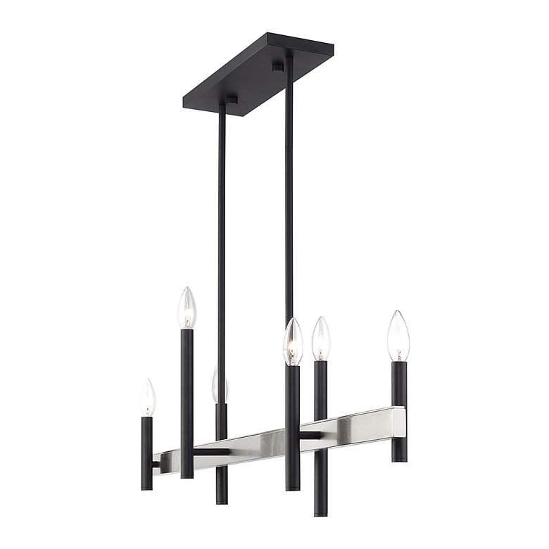 Image 5 6 Light Black Large Linear Chandelier with Brushed Nickel Accents more views