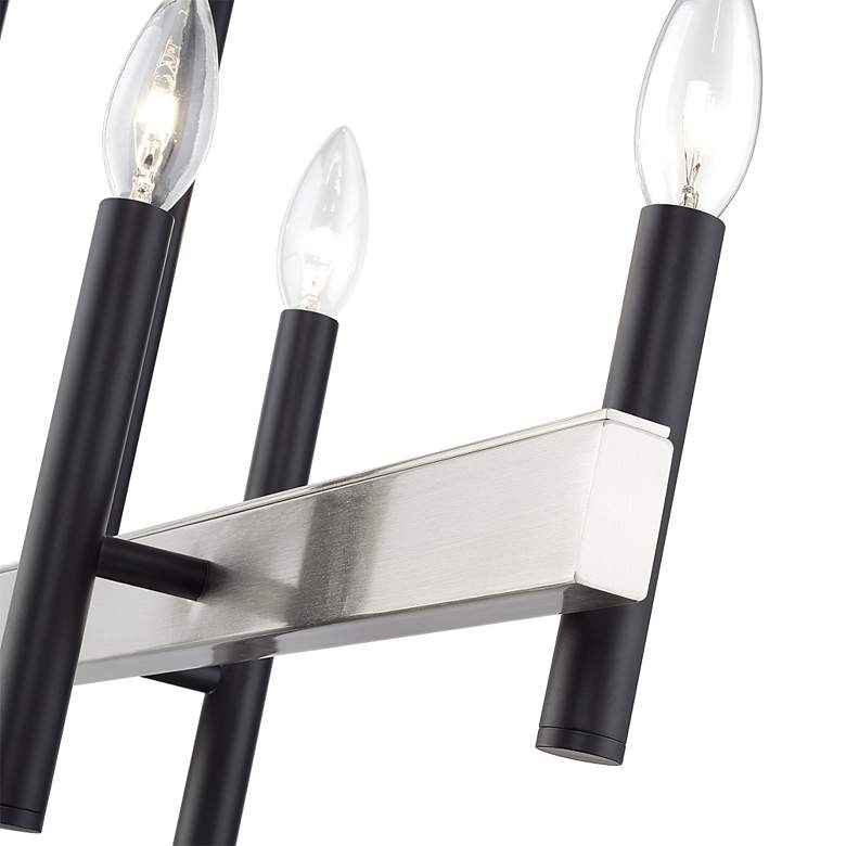 Image 6 6 Light Black Large Linear Chandelier with Brushed Nickel Accents more views
