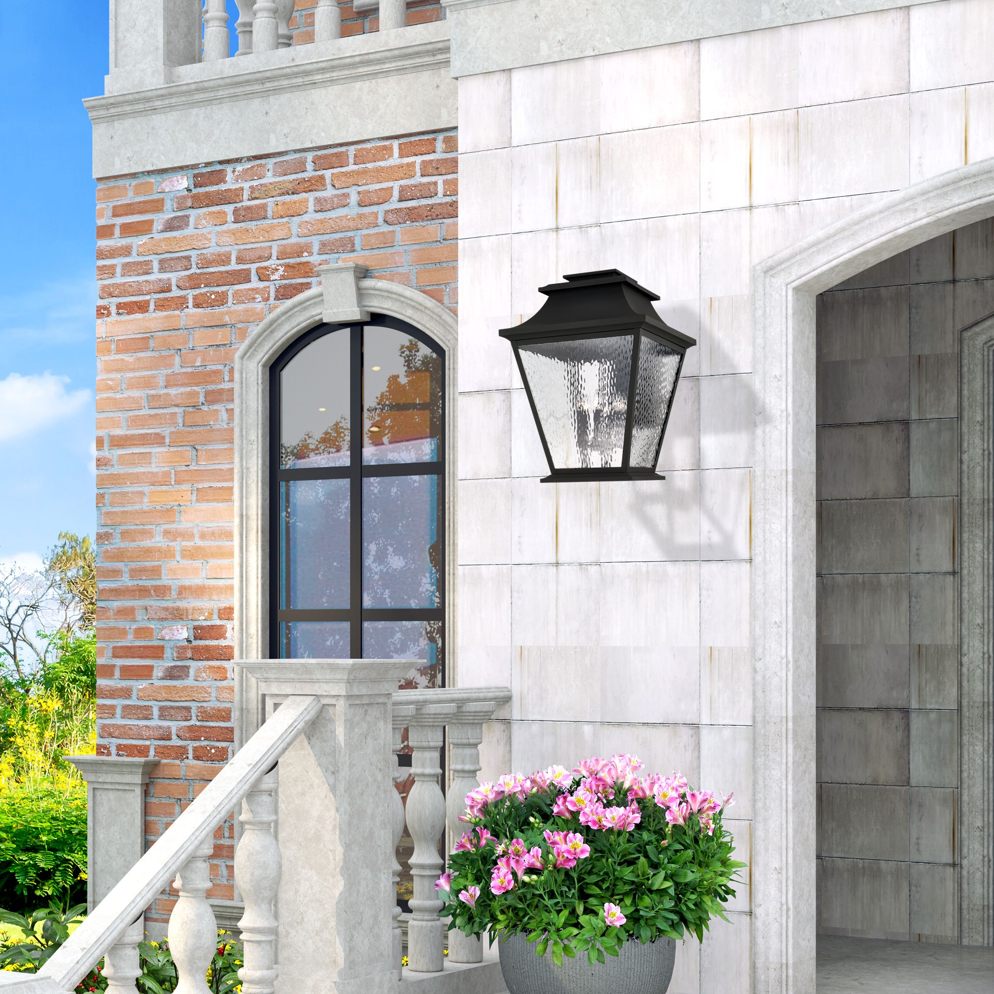 6 Light Black Outdoor Wall Lantern