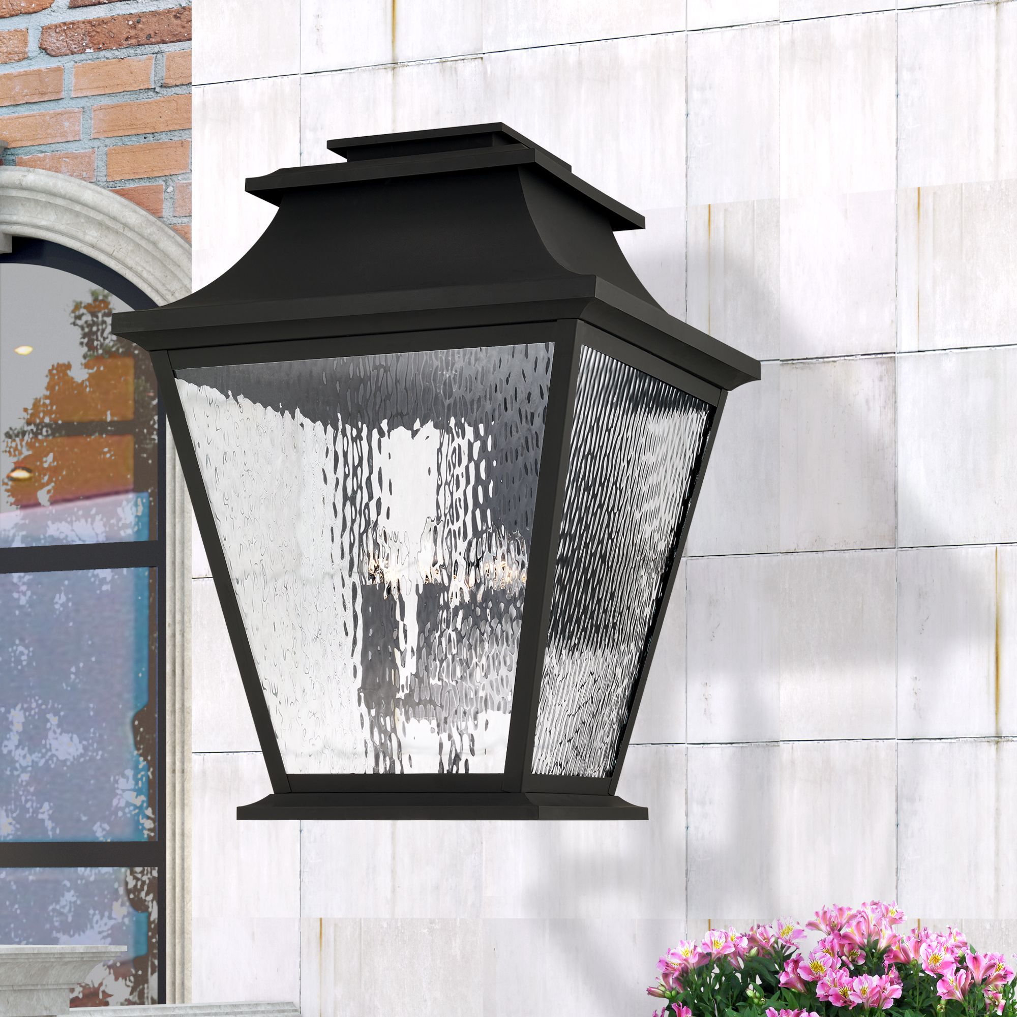 6 Light Black Outdoor Wall Lantern