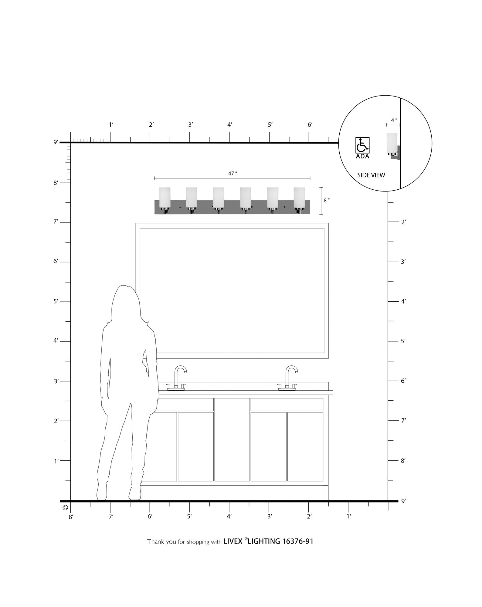 6 Light Brushed Nickel Bath Vanity