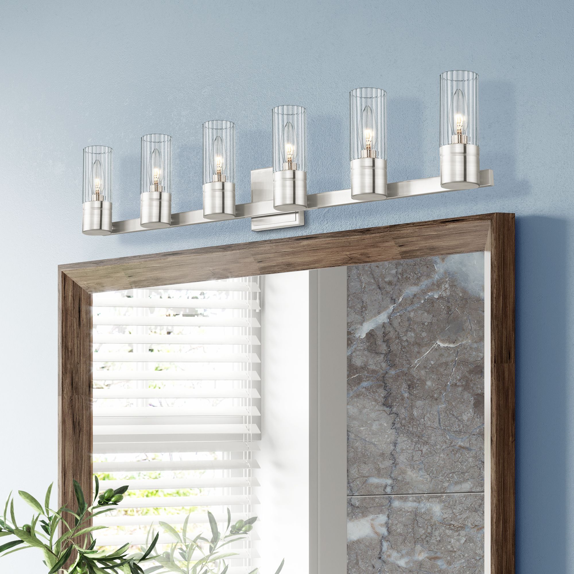 6 Light Brushed Nickel Bath Vanity