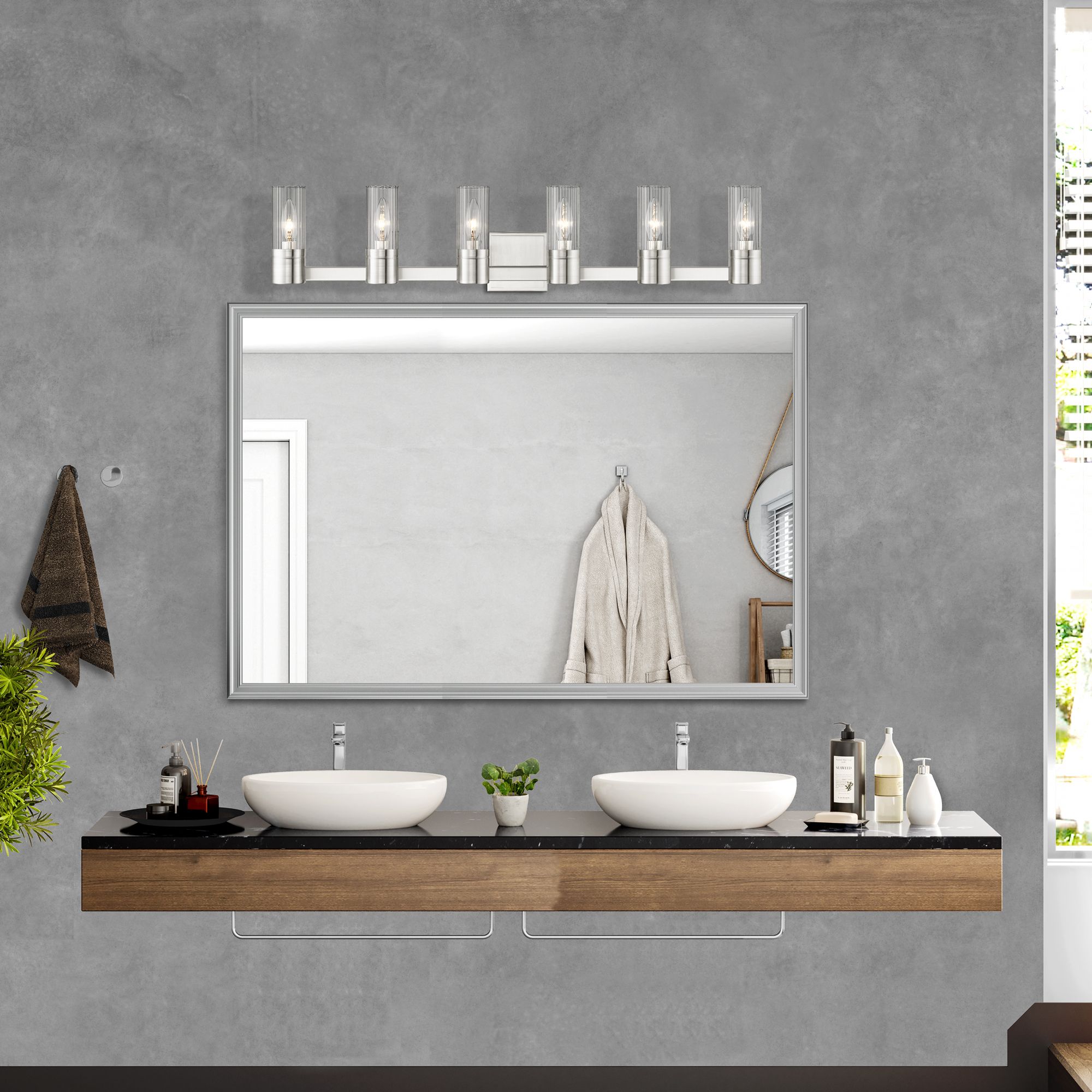 6 Light Brushed Nickel Bath Vanity