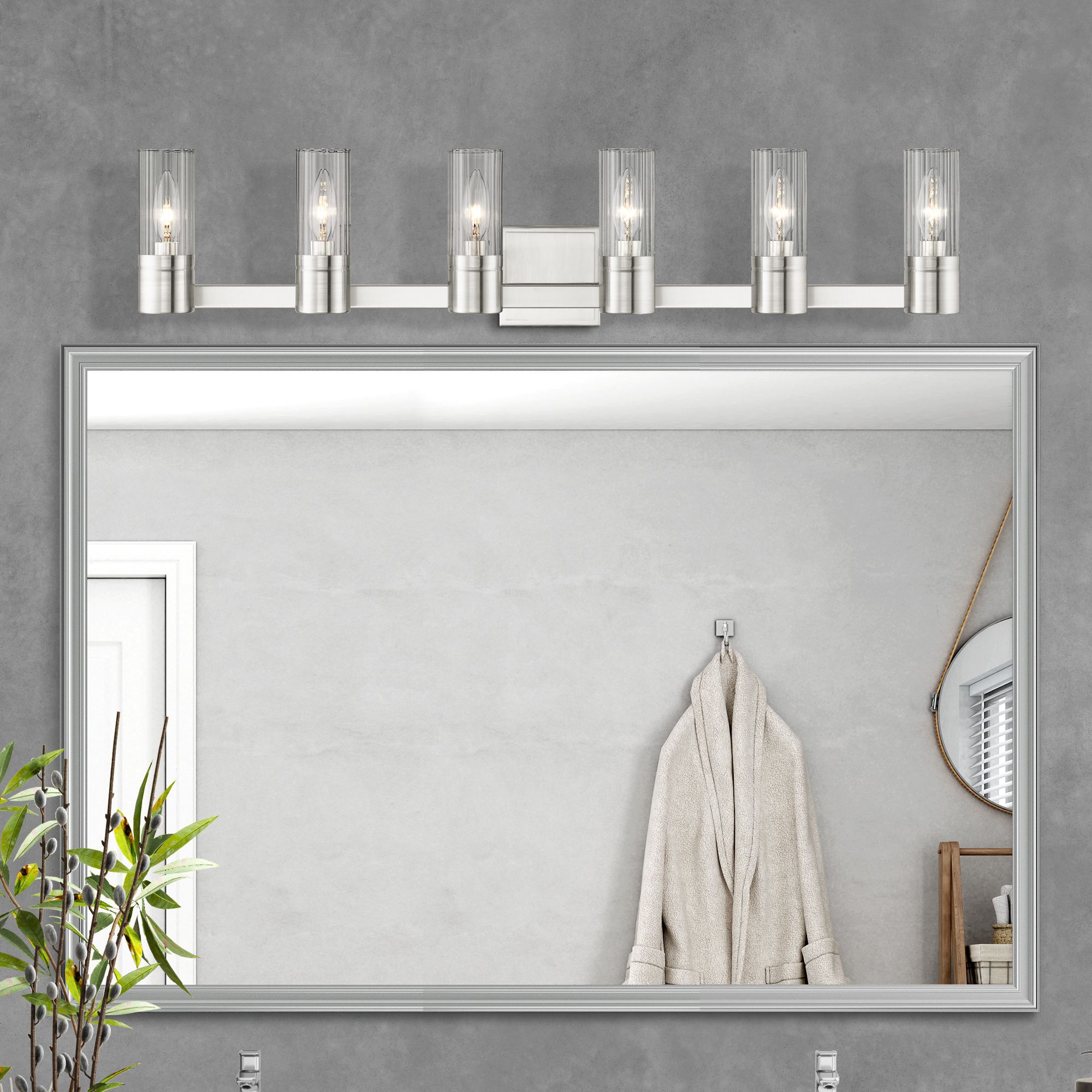 6 Light Brushed Nickel Bath Vanity