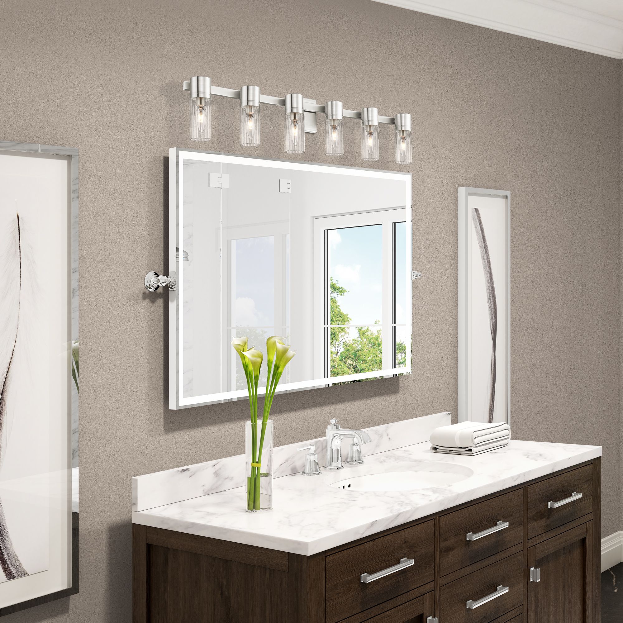 6 Light Brushed Nickel Bath Vanity