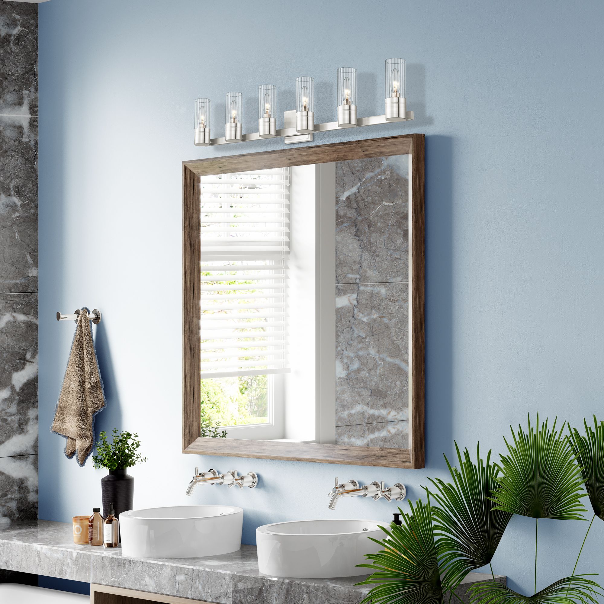 6 Light Brushed Nickel Bath Vanity