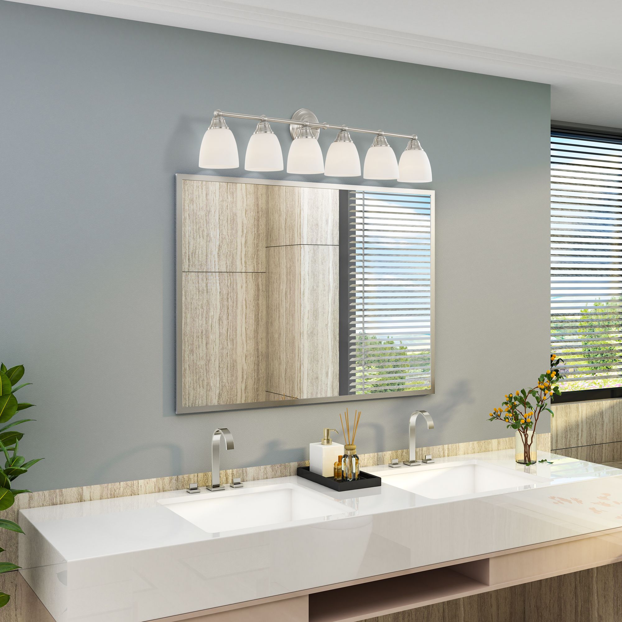 6 Light Brushed Nickel Bath Vanity