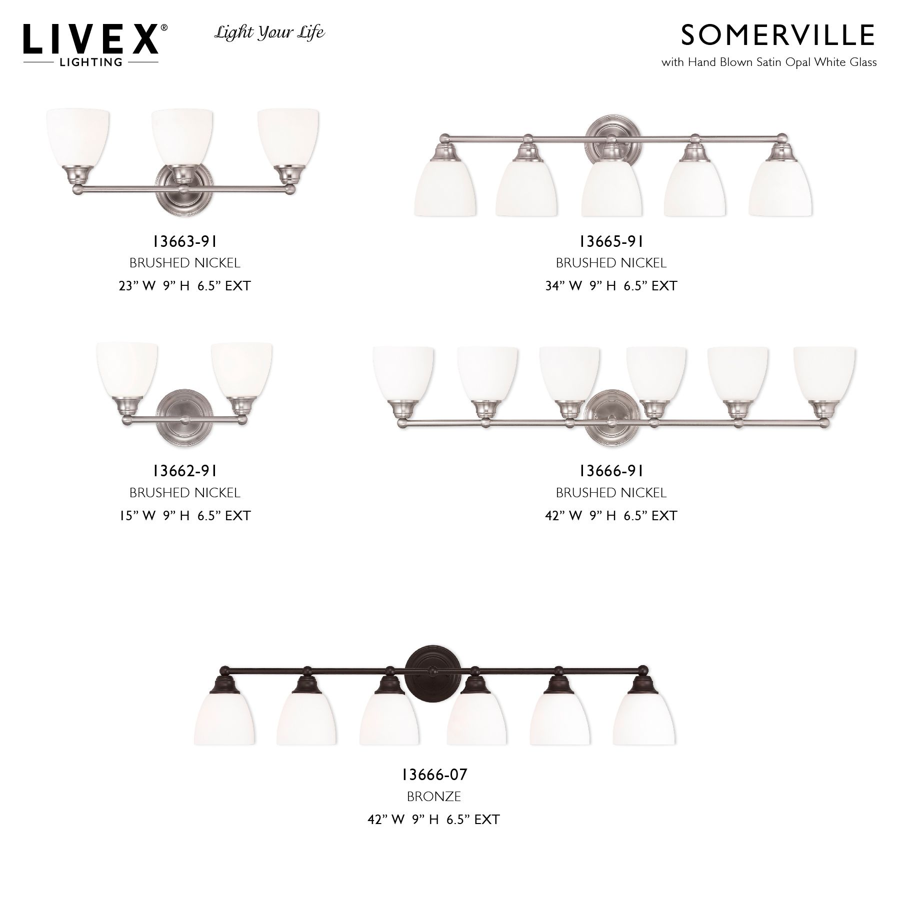 6 Light Brushed Nickel Bath Vanity